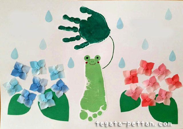 手形アート6月 梅雨のデザイン カエル カタツムリ てるてる坊主 ふわふわblog