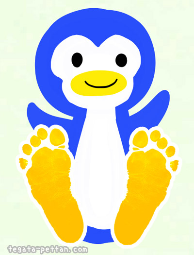 足形アートのペンギン
