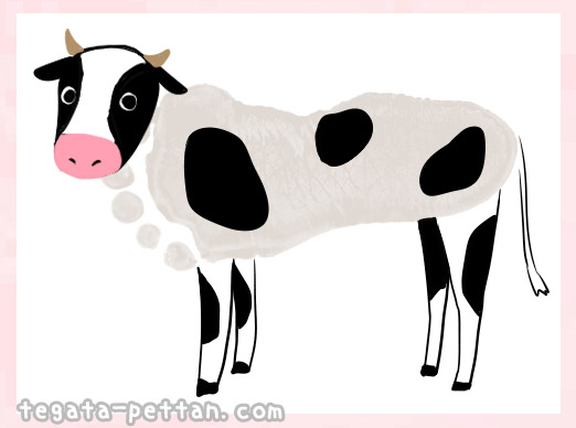 手形アートの牛