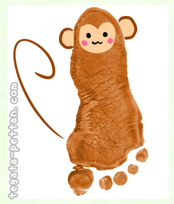 足形アートの猿