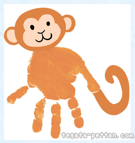 手形アートの猿